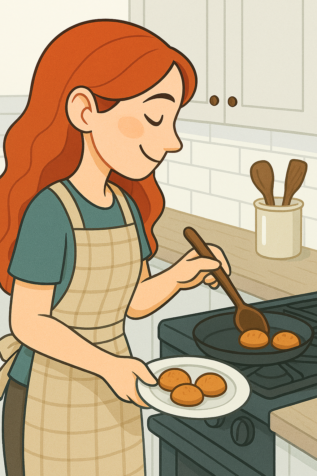 Amanda Cooking at Stove